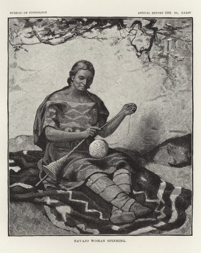 Navajo kvinna spinning av American School