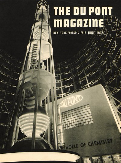 New York Worlds Fair, framsidan av DuPont Magazine, juni 1939 av American School