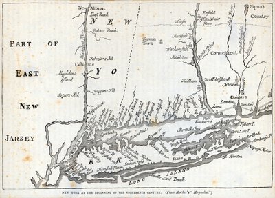 New York i början av 1700-talet (litho) av American School