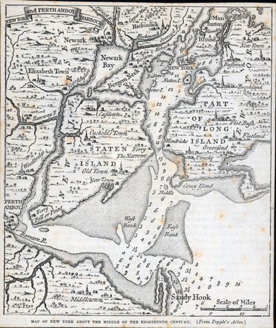 New York i mitten av 1700-talet (litho) av American School