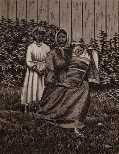 Niagara Falls: Indian Family (litho) av American School