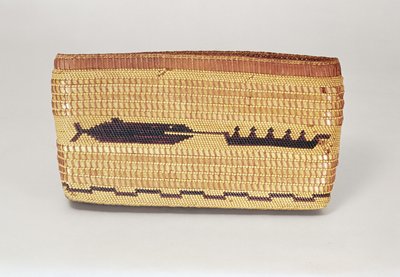 Nootka-korg som visar en valfångstscen, från nordvästra kusten (vävd fiber) av American School