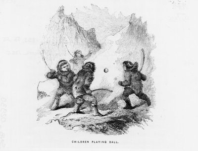 Nordpolen: barn som spelar en bolllek på ispaketet - Elisha Kent Kane; Artic Exploration under åren 1853-1855 (Philadelphia, Childs och Peterson av American School