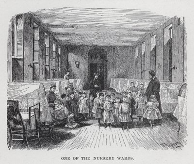 En av daghemsavdelningarna (litho) av American School