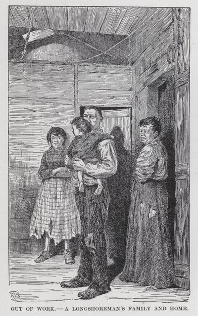 Utan arbete, en långstrandsmans familj och hem (litho) av American School