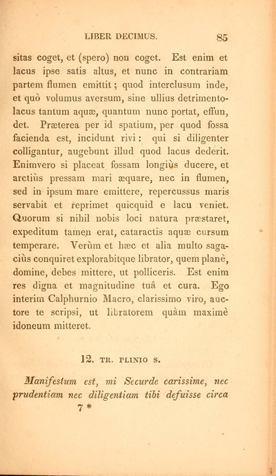 Sida från "Select letters of Plinius the Younger", Bok X, publicerad Boston av American School