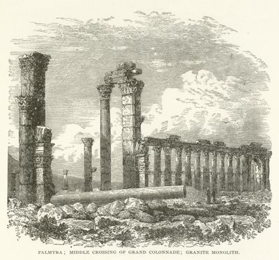 Palmyra; mittkorsningen av Grand Colonnade; Granit monolit av American School