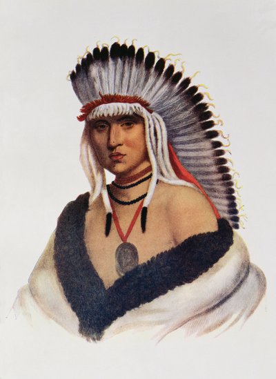 Petalesharro, en Pawnee Brave, illustration från "The Indian Tribes of North America, Vol.1", av Thomas L. McKenney och James Hall, pub. av John Grant (färg litho) av American School