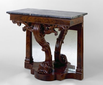 Pier Table, ca. 1825-1830 (mahogny; körsbär, tulpanpoppel, marmor, spegelglas) av American School