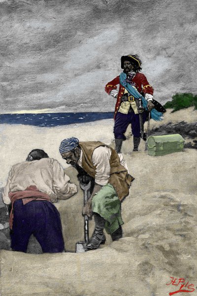 Piratkaptenen William Kidd (1645–1701) begraver sin skatt på Gardiner