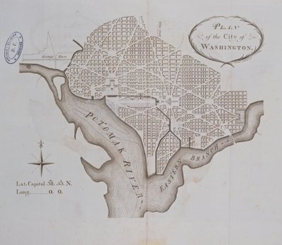 Plan för staden Washington som ursprungligen lades upp 1793 av American School