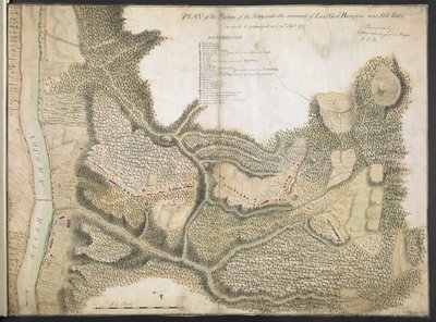 Plan över arméns ställning under befäl av löjt. Genl. Burgoyne nära Still Water, där den slog läger på er. 20 september 1777 av American School