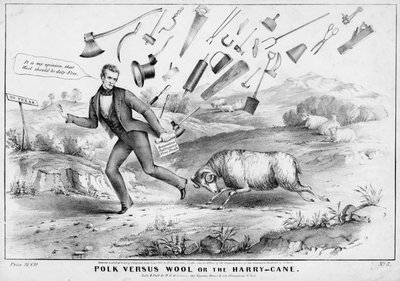 Polk kontra ull, eller Harry-käppen, publicerad av H R Robinson, New York, 1844 av American School