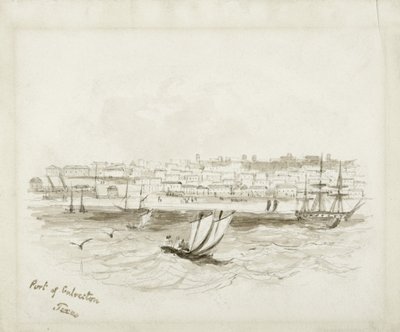 Port of Galveston, Texas, sent 1800-tal (bläck på vävt papper) av American School