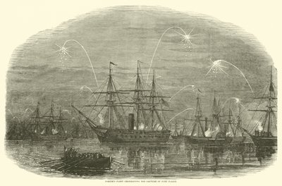 Bärares flotta firar fångsten av Fort Fisher, januari 1865 av American School