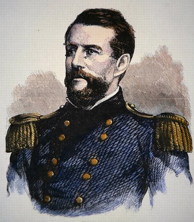 Porträtt av amiral Keyes, U.S. Navy (färg litho) av American School