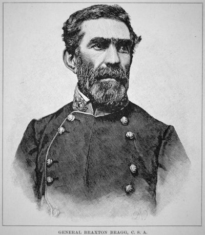 Porträtt av general Braxton Bragg (1817-76) (lito) av American School