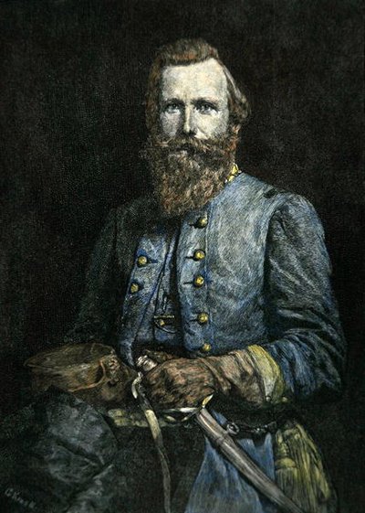 Porträtt av general J.E.B. Stuart (lito) av American School