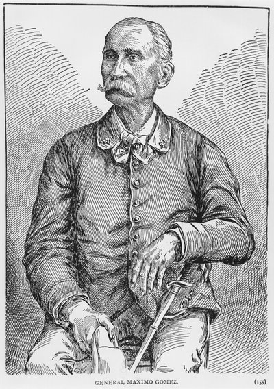 Porträtt av general Maximo Gomez (1836-1905) från The Story of Cuba av Murat Halstead, publicerad 1898 av American School