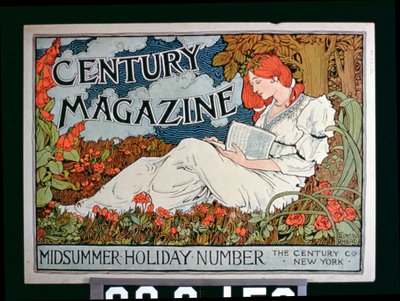Affisch som annonserar Century Magazine, midsommarlovsnummer, New York av American School