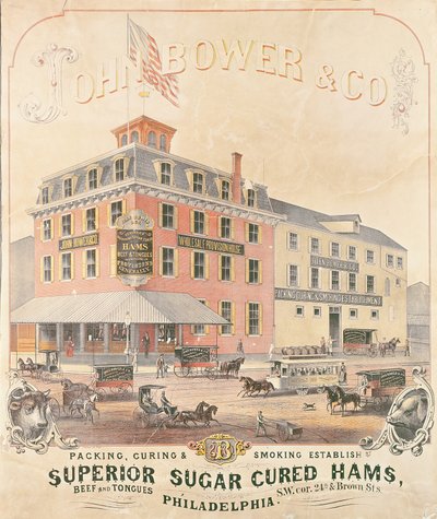 Affischreklam John Bower & Co. Superior Sugar Cured Hams av American School