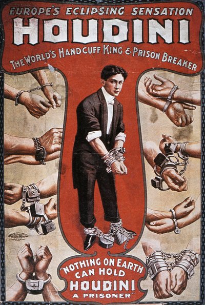 Affisch som annonserar en föreställning av Houdini av American School