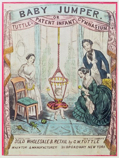 Affisch som annonserar Baby Jumper eller Tuttes Patent Infant Gym, publicerad av W.J. Dailey av American School