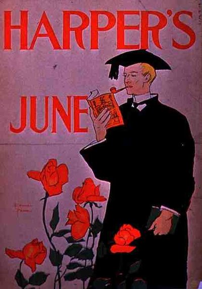 Affisch som annonserar juniupplagan av "Harpers" (litho i färg) av American School
