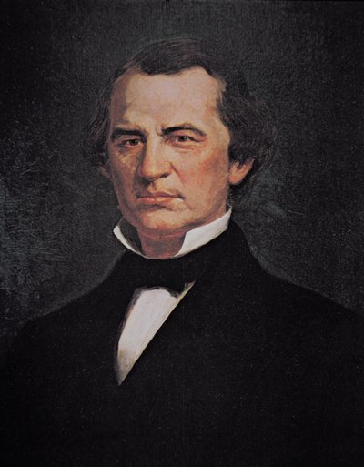 President Andrew Johnson (1808-75) (lito i färg) av American School