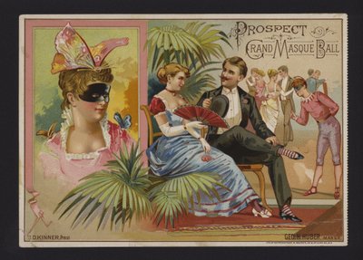 Prospect Association storslagen maskerad bal på Academy of Music, Tammany Hall och Nilsson Hall, New York (chromolitho) av American School
