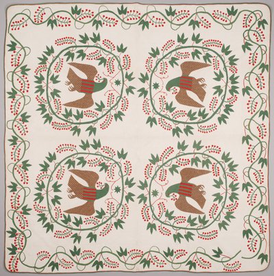 Quilt, ca 1840-50 (applicerad bomull) av American School