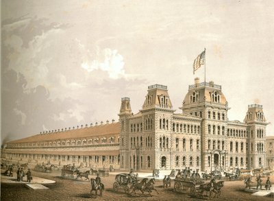 Railroad Depot, från Chicago Illustrated, med litterära beskrivningar av James W. Sheahan, publicerad av Jevne & Almini, Chicago, 1866-67 av American School