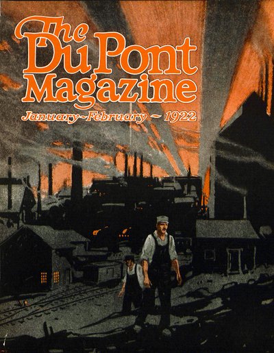 Raising a Railroad Bridge with Dynamite, framsidan av DuPont Magazine, januari-februari 1922 av American School