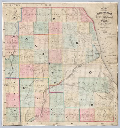 Rees karta över Cook och DuPage Counties av American School