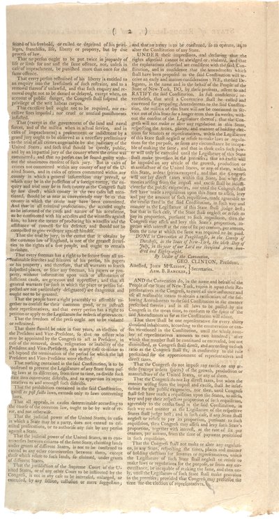 Resolutioner som trycker NYS förslag till ändringar av konstitutionen, oktober 1788 av American School