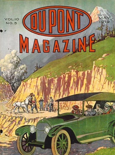 Vägbyggen, framsidan av DuPont Magazine, maj 1919 av American School