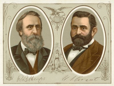 Rutherford B Hayes, Ulysses S Grant (chromolitho) av American School