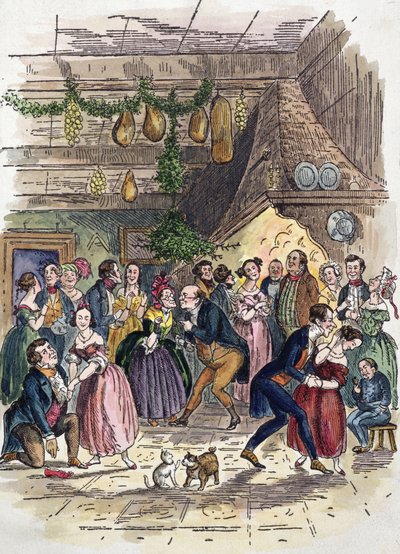 Scen från A Christmas Carol, av Charles Dickens av American School