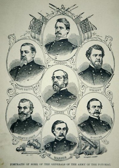 Sju porträtt av generaler från Union Army of the Potomac (litho) av American School