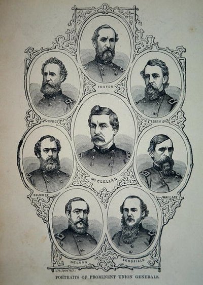 Sju porträtt av framstående generaler från unionsarmén (litho) av American School