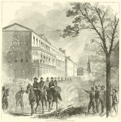 Shermans armé går in i Columbia, South Carolina, februari 1865 av American School