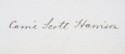 Signatur av Caroline Lavinia Scott Harrison av American School