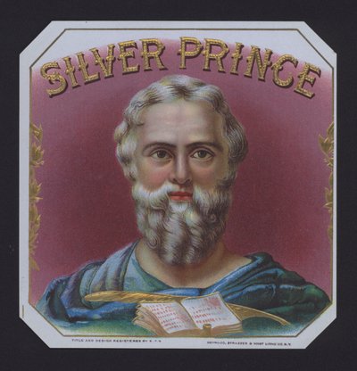 Silver Prince, cigarretikett (chromolitho) av American School