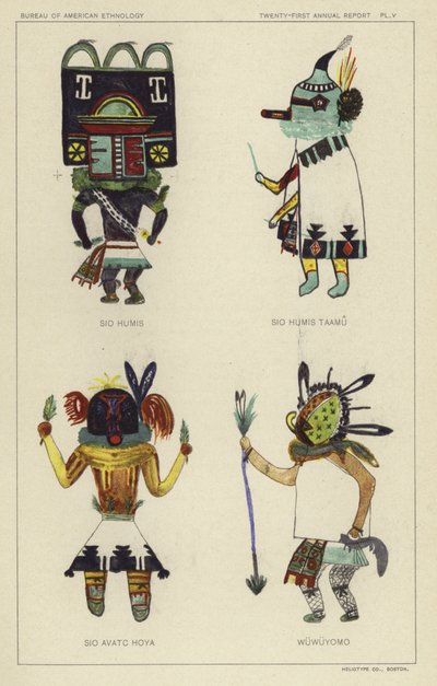 Sio Humis, Sio Humis Taamu, Sio Avatc Hoya, Wuwuyomo (färglitografi) av American School