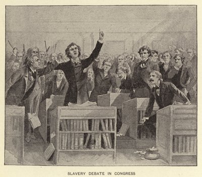 Slaveridebatt i kongressen (litografi) av American School