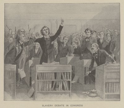 Slaveridebatt i kongressen (litografi) av American School