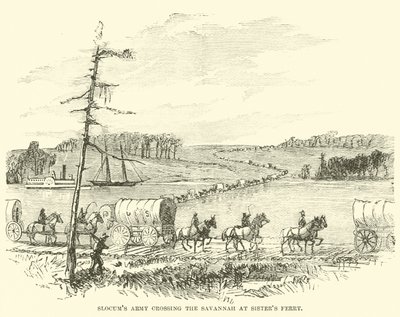 Slocums armé korsar Savannah vid Sisters Ferry, januari 1865 av American School