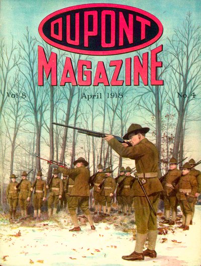 Soldiers, framsidan av DuPont Magazine, april 1918 av American School