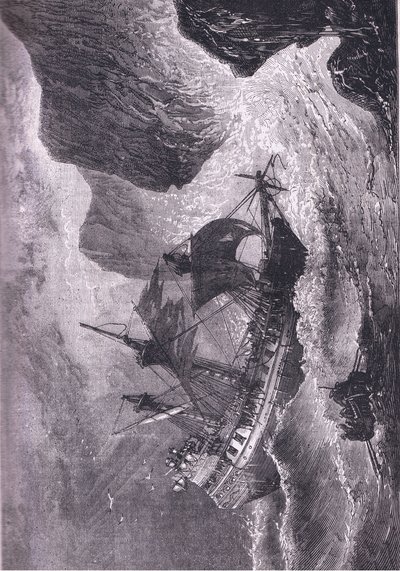 Somers kör sitt skepp på land, illustration från Cassell