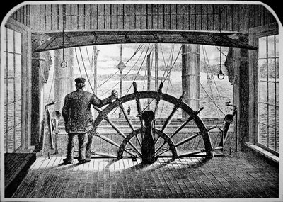 Ångbåtlots i styrhytten, ca 1870 (gravyr) av American School